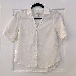 J. Crew White cotton short sleeve button up blouse